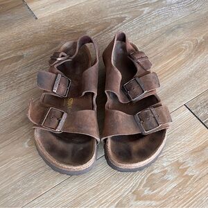 Birkenstock Arizona Soft Footbed Sandals — Brown Oiled Leather, EU 38/US 7